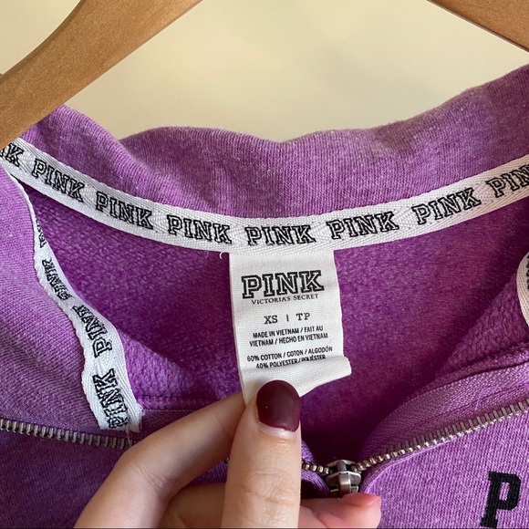 PINK Victoria’s Secret Purple Half-Zip Hoodie - Picture 3 of 3